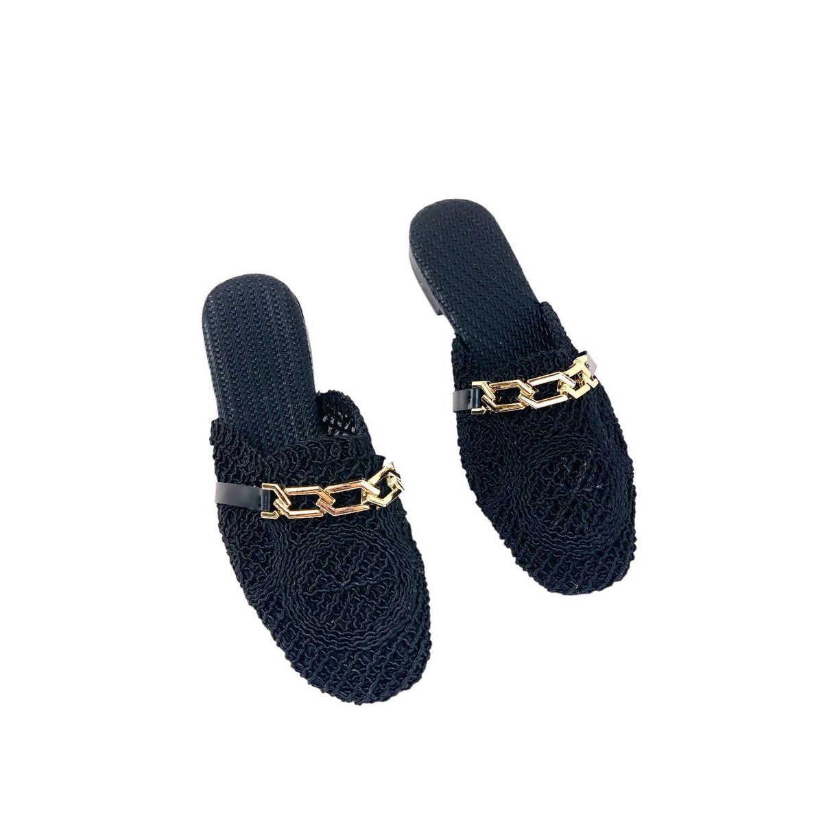 Women's Therm Black Stone Detailed Knitwear Slippers 1cm - STREETMODE ™