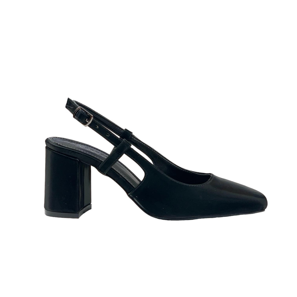 Women's Collar Black Silky Material Round Toe Open Back Sandals 8 Cm - STREETMODE ™