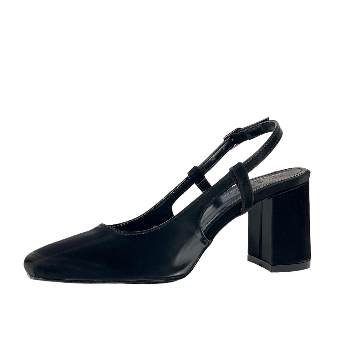 Women's Collar Black Silky Material Round Toe Open Back Sandals 8 Cm - STREETMODE ™