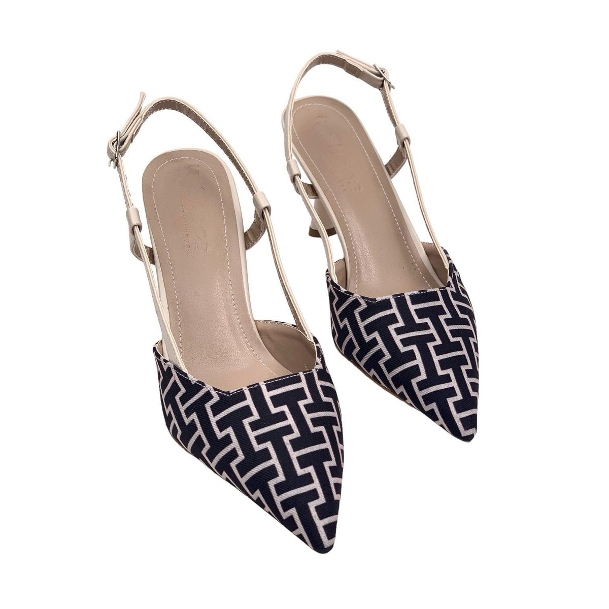 Women's Yurba Beige Thin Heel Textile Sandals 8 cm - STREETMODE ™