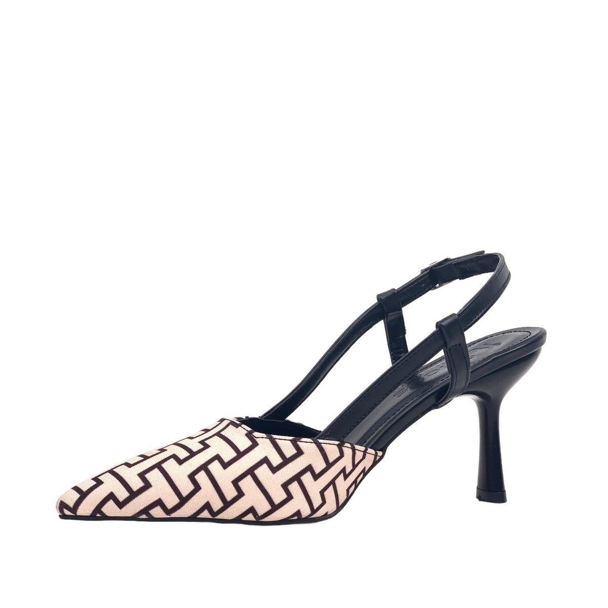 Women's Yurba Black Thin Heel Textile Sandals 8 cm - STREETMODE ™