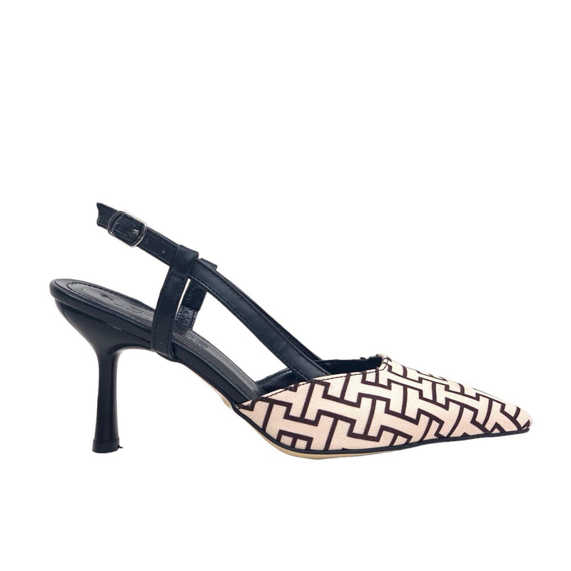 Women's Yurba Black Thin Heel Textile Sandals 8 cm - STREETMODE ™