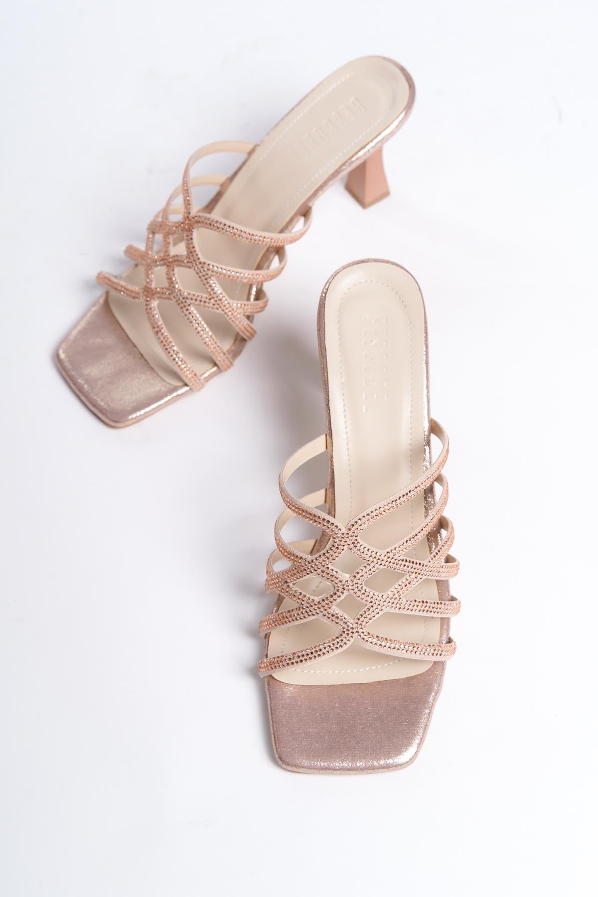 Women's Powder Stone Detailed 8 cm Heel Slippers - STREETMODE ™