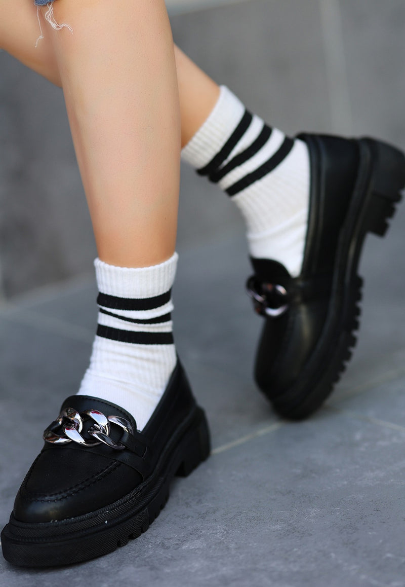 Women Black Leather Shoes - STREETMODE ™