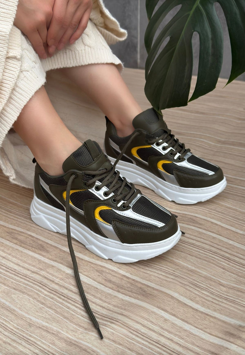 Women's Green Skin Mustard Detail Sneakers - STREETMODE ™