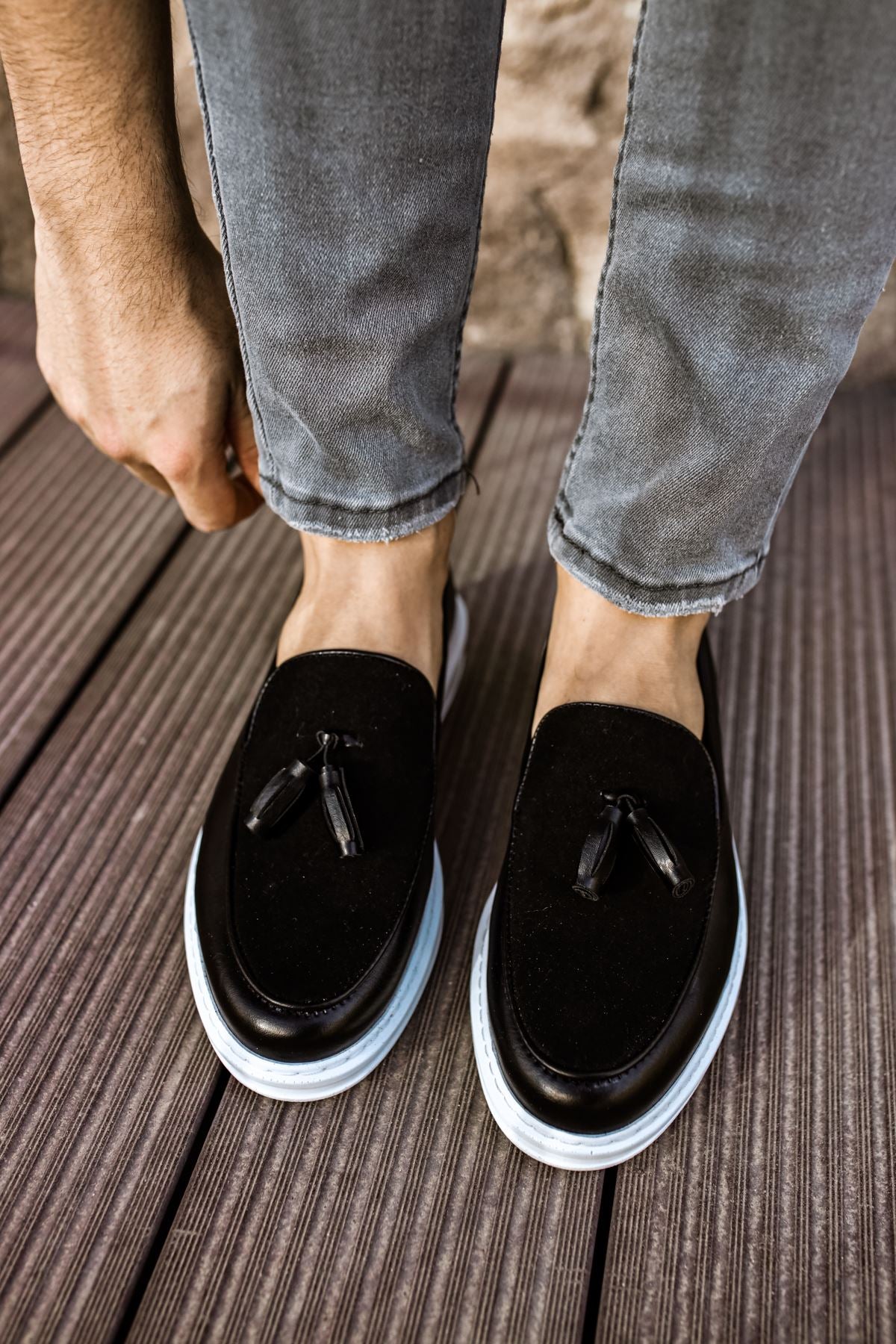 CH002 Men's Black-White Sole Corcik Classic Shoes - STREETMODE ™