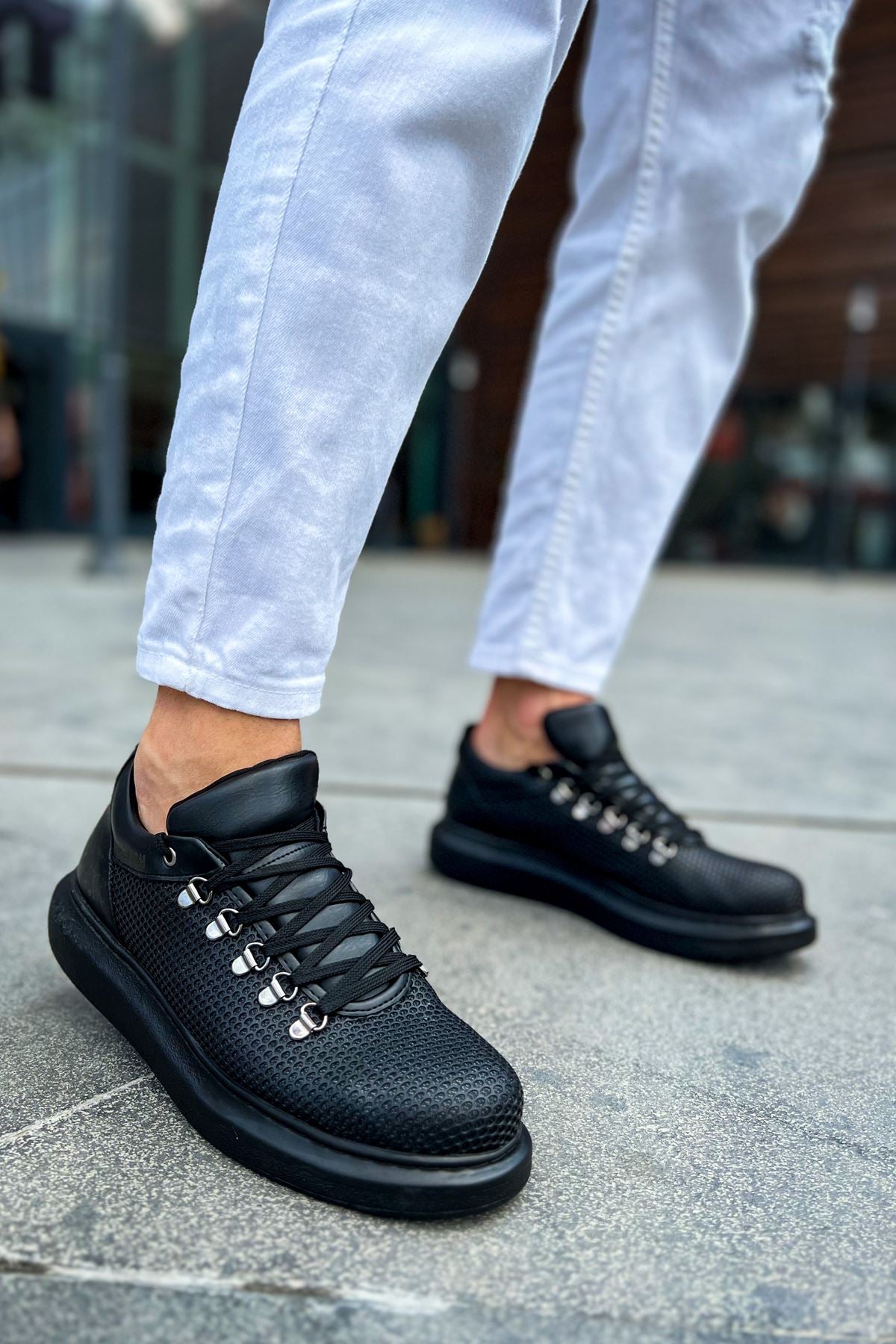 CH021 Men's Unisex Full black Honeycomb Processing Casual Sneaker Sports Shoes - STREETMODE ™