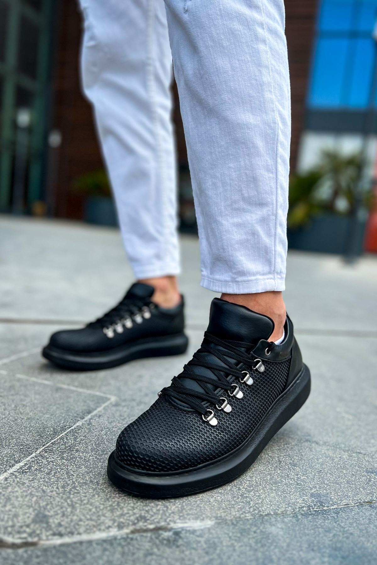 CH021 Men's Unisex Full black Honeycomb Processing Casual Sneaker Sports Shoes - STREETMODE ™