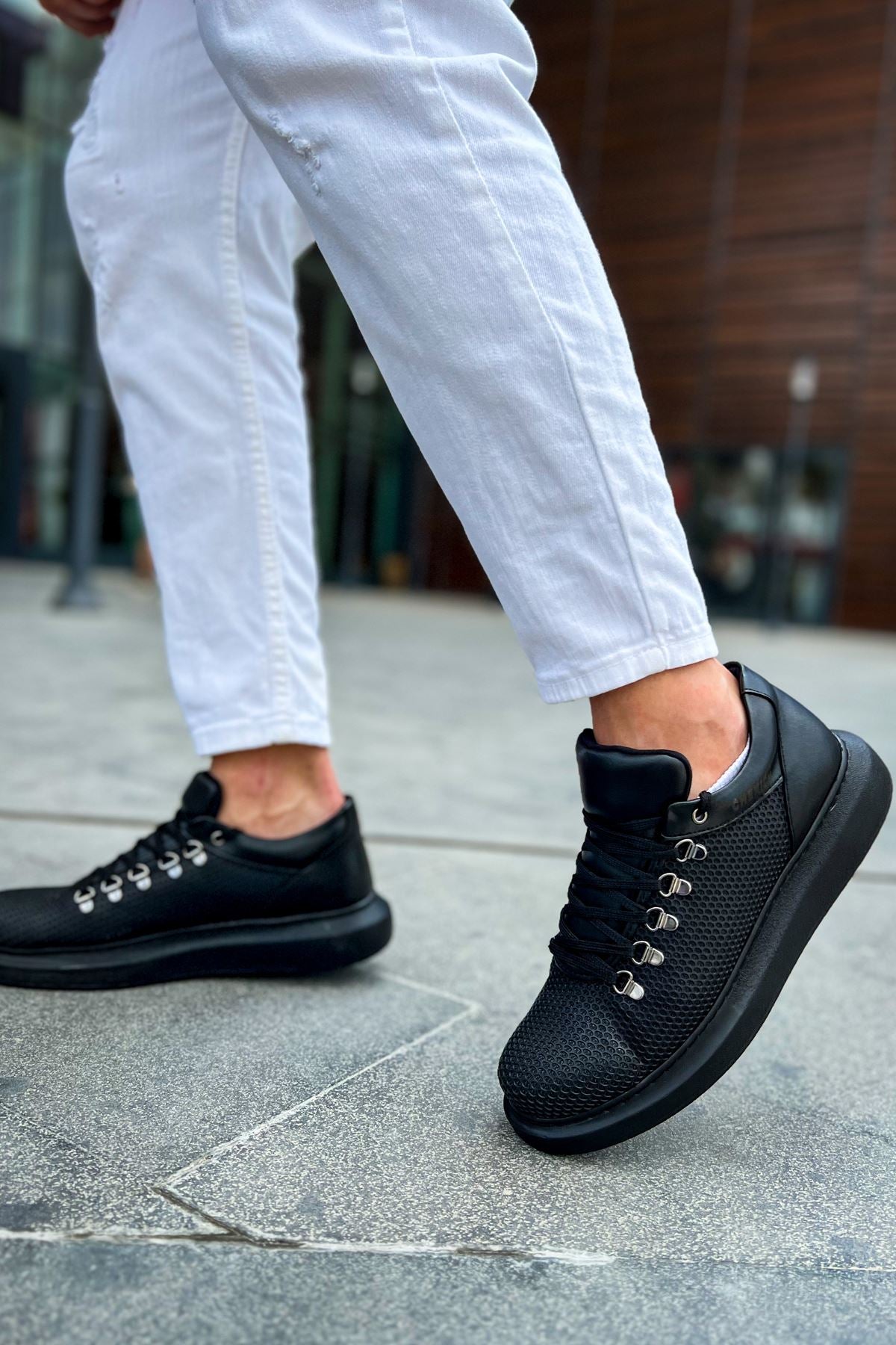 CH021 Men's Unisex Full black Honeycomb Processing Casual Sneaker Sports Shoes - STREETMODE ™