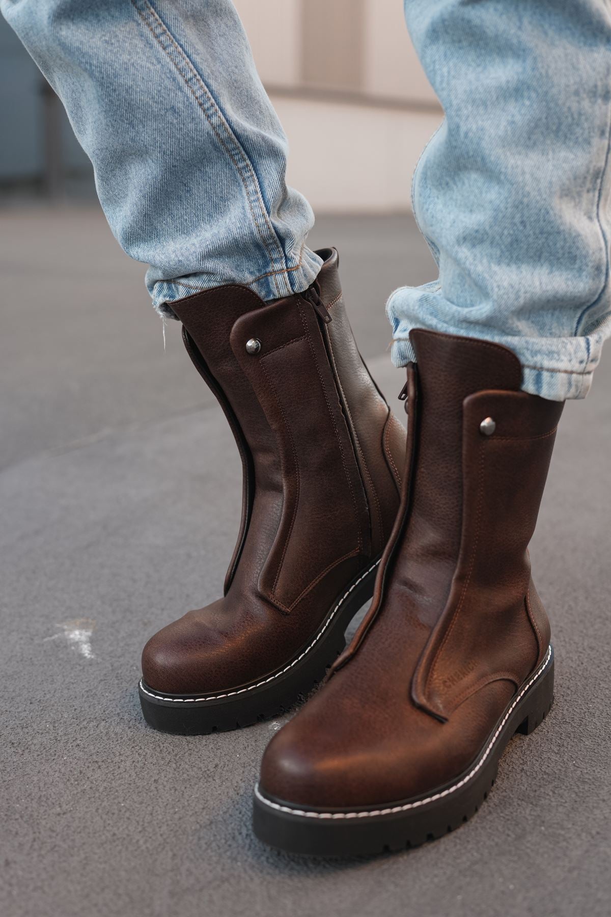 CH027 Men's  Brown-Black Sole Casual Winter Boots - STREETMODE ™