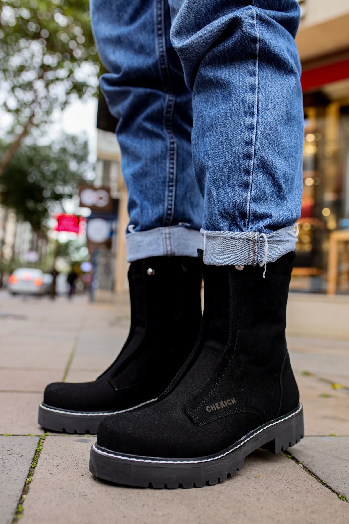 CH027 Men's Suede Black-Black Sole Casual Winter Boots - STREETMODE ™