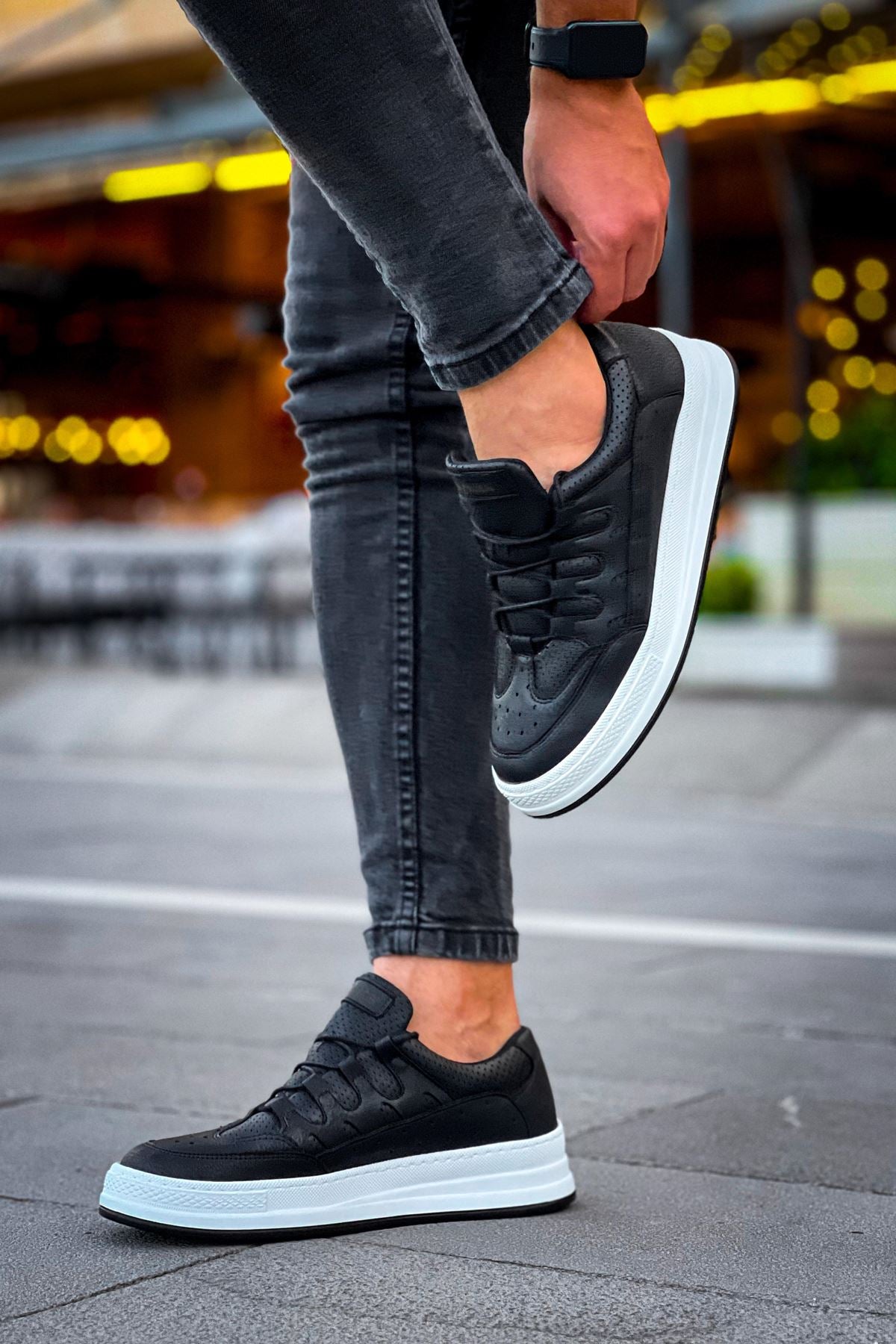 CH040 Men's Unisex Orthopedics Black-White Sole Casual Sneaker Sports Shoes - STREETMODE ™
