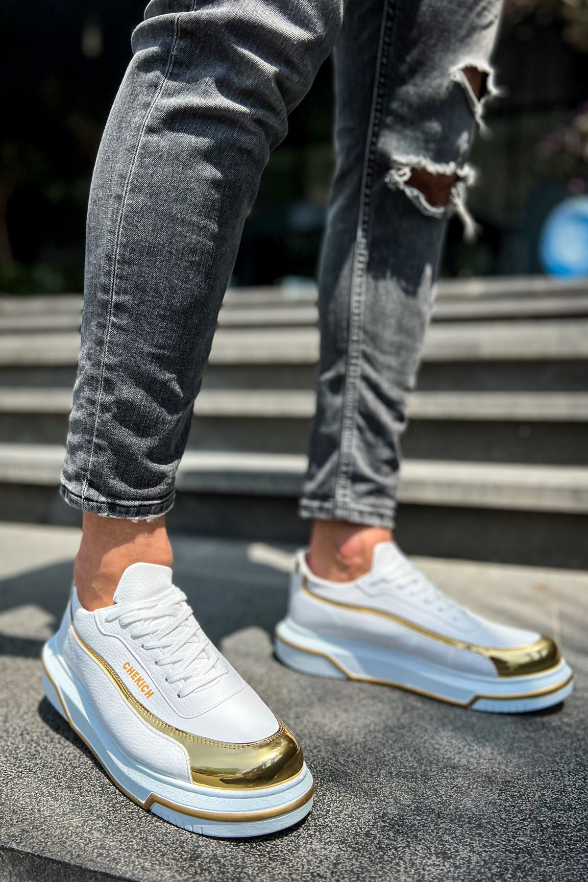 CH041 CBT Renaissance Men's Shoes WHITE/GOLD - STREETMODE ™