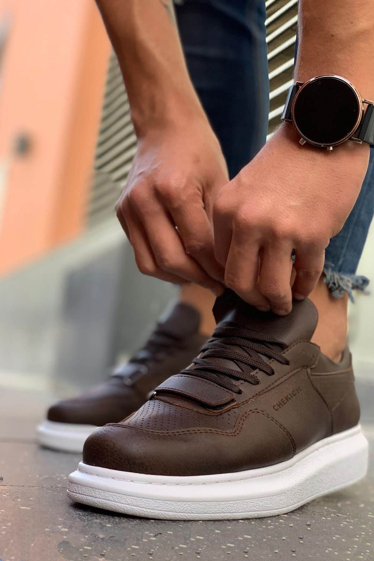 CH073 Men's Unisex Brown Lace-Up Casual Sneaker Sports Shoes - STREETMODE ™