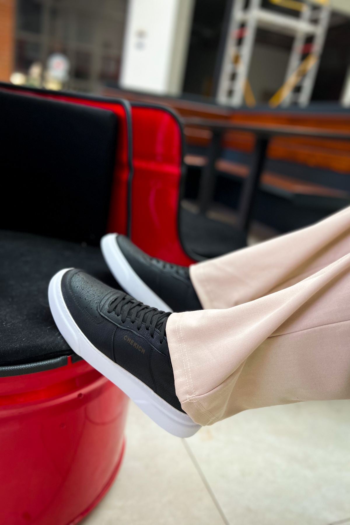 CH087 Men's Black-White Sole Lace-up Casual Sneaker Sports Shoes - STREETMODE ™