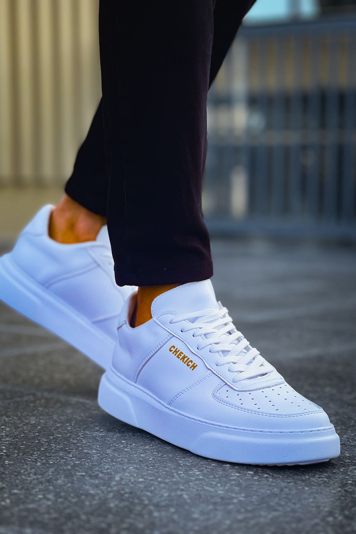 CH087 Men's Full White Lace-up Casual Sneaker Sports Shoes - STREETMODE ™