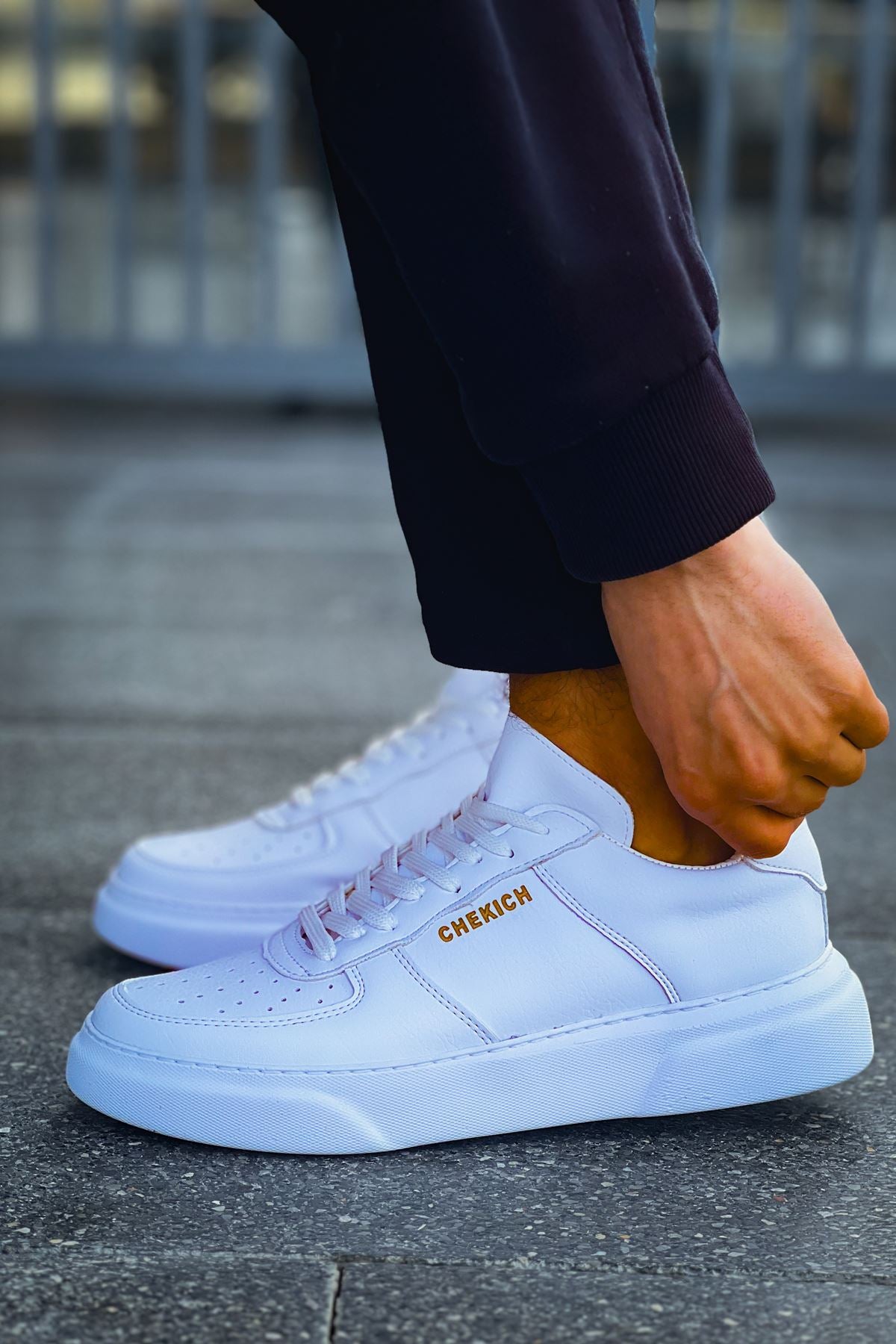 CH087 Men's Full White Lace-up Casual Sneaker Sports Shoes - STREETMODE ™