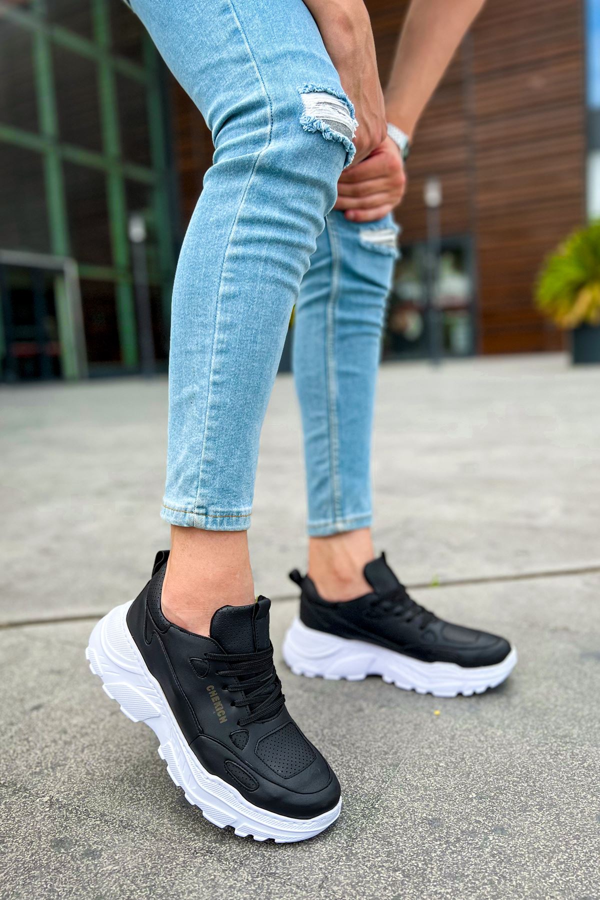 CH089 Men's Black (White Sole) Casual Sneaker Sports Shoes - STREETMODE ™
