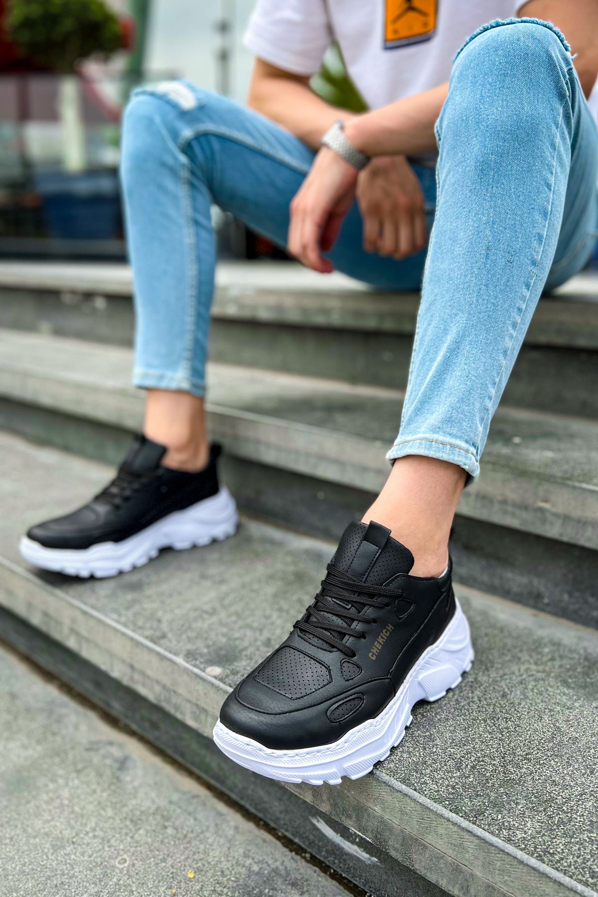CH089 Men's Black (White Sole) Casual Sneaker Sports Shoes - STREETMODE ™