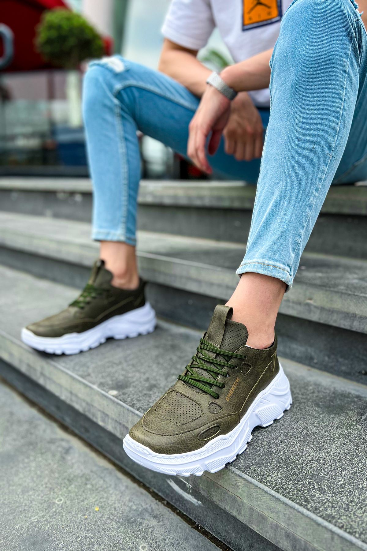 CH089 Men's Khaki (White Sole) Casual Sneaker Sports Shoes - STREETMODE ™
