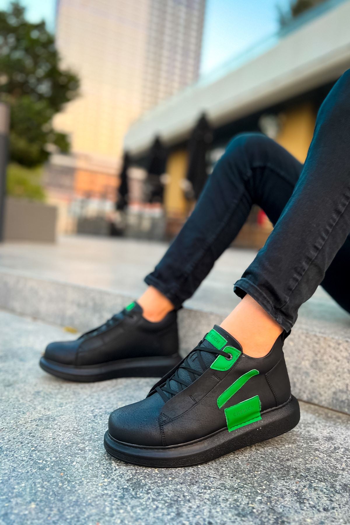 CH131 GST Frogner Men's Boots BLACK / GREEN - STREETMODE ™