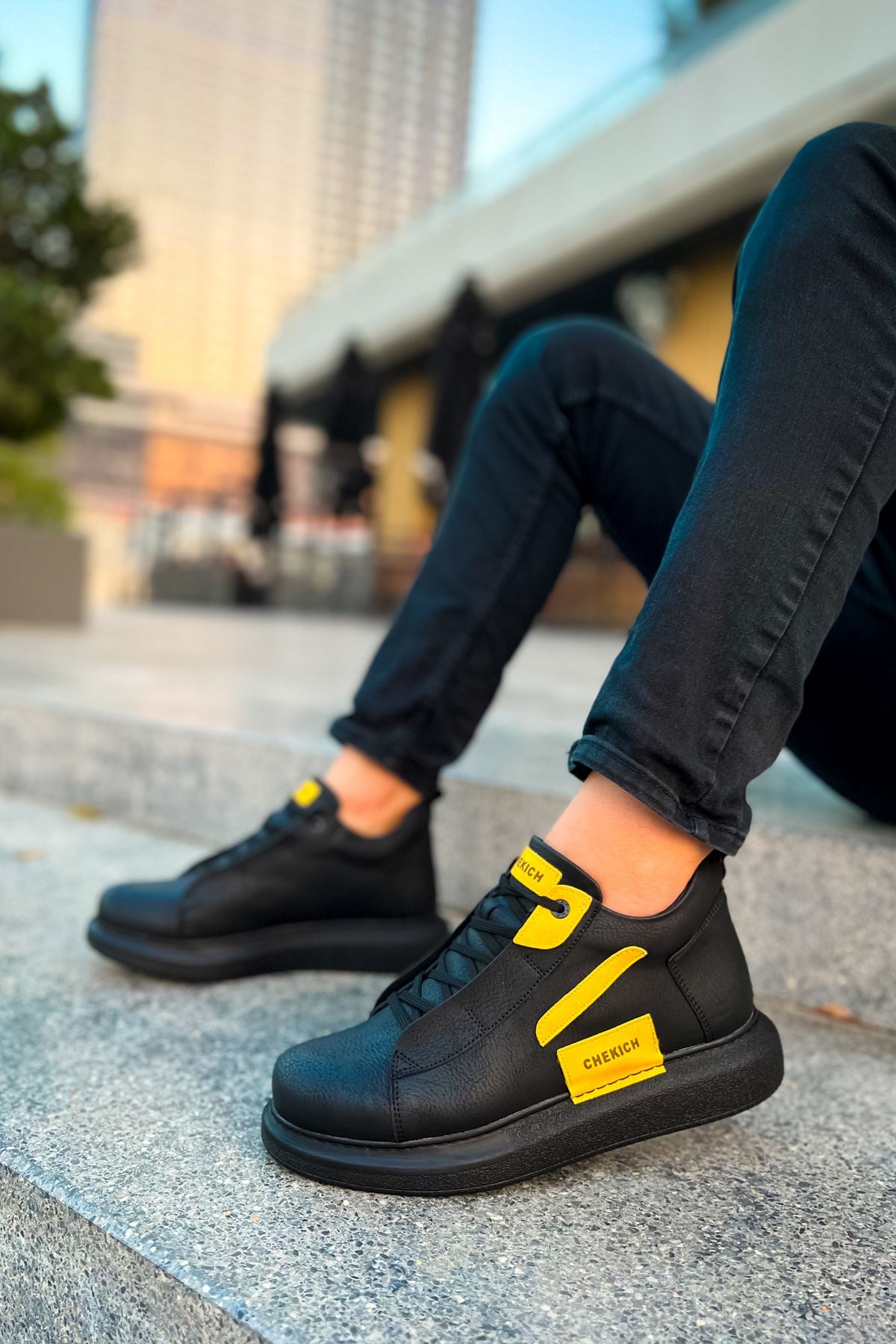 CH131 GST Frogner Men's Boots BLACK - YELLOW - STREETMODE ™