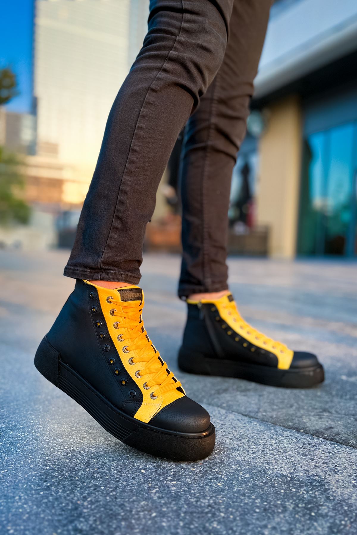CH167 ST Men's Boots BLACK - YELLOW - STREETMODE ™