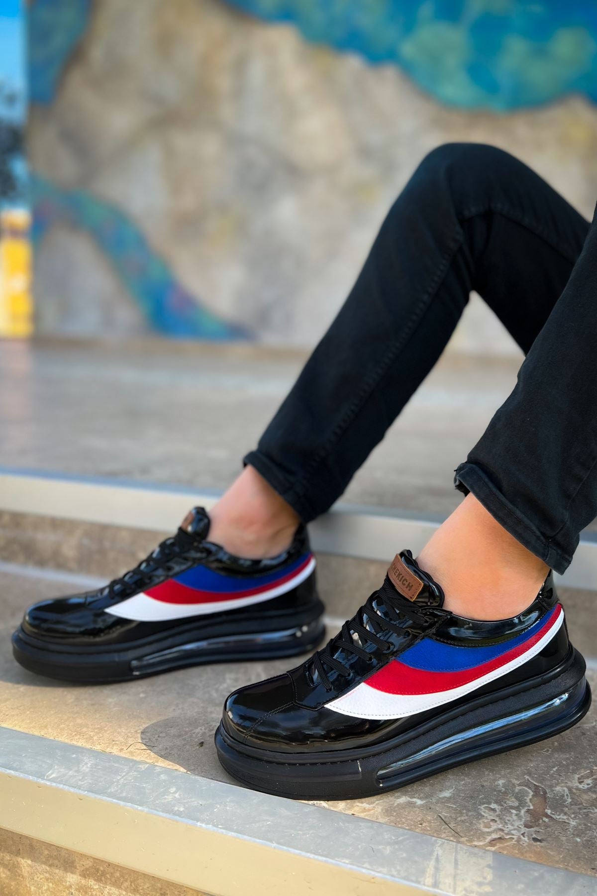 CH171 Patent Leather Men's Shoes sneakers BLACK - STREETMODE ™