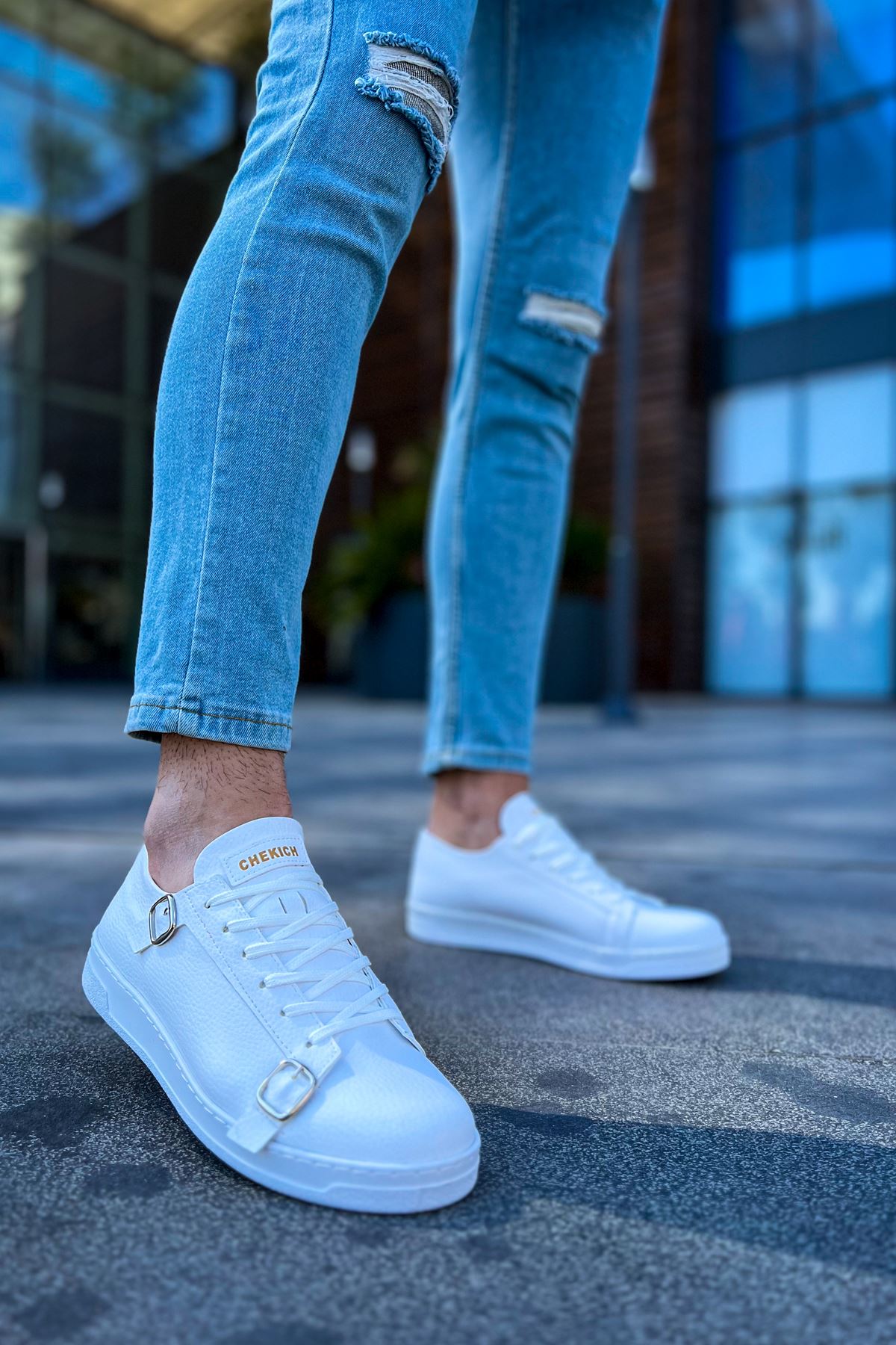 CH191 CBT Side Buckle Men's Shoes WHITE - STREETMODE ™