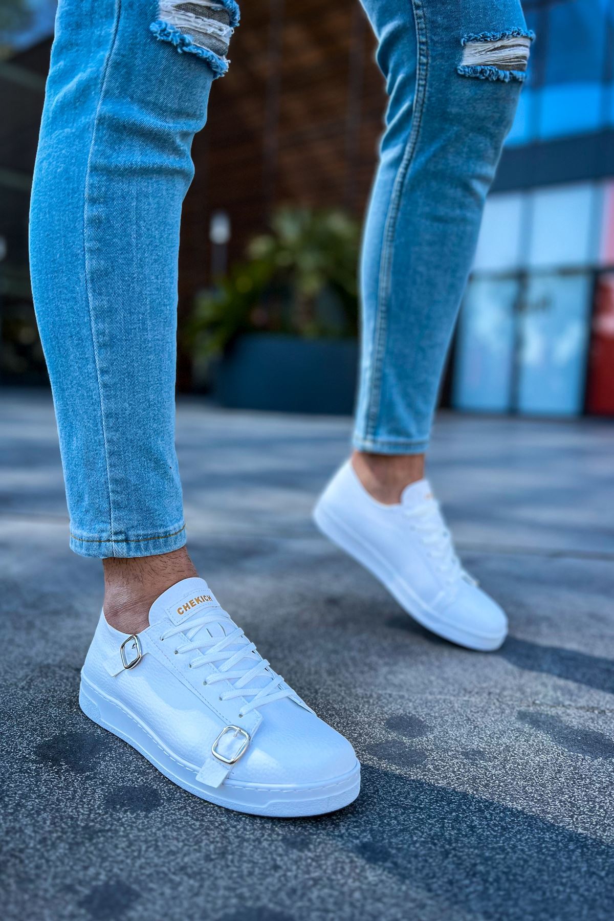 CH191 CBT Side Buckle Men's Shoes WHITE - STREETMODE ™