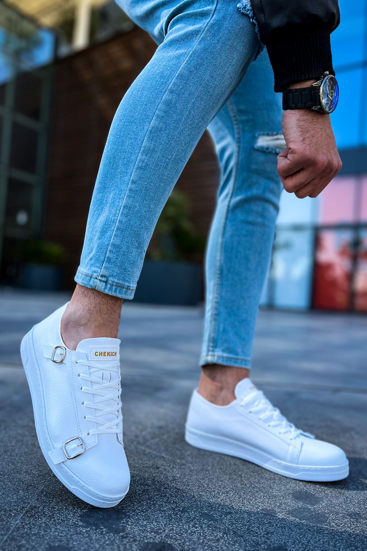 CH191 CBT Side Buckle Men's Shoes WHITE - STREETMODE ™