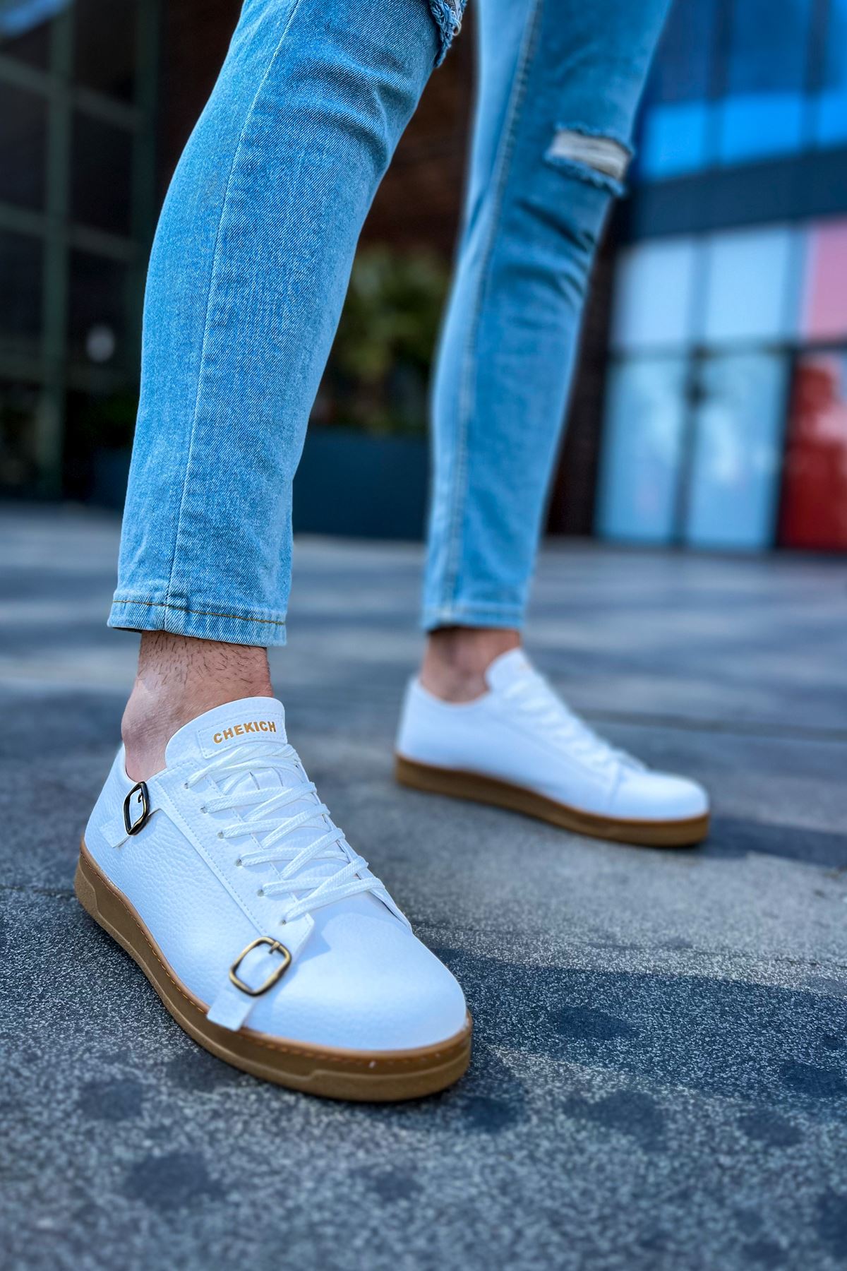 CH191 CKT Side Buckle Men's Shoes WHITE - STREETMODE ™