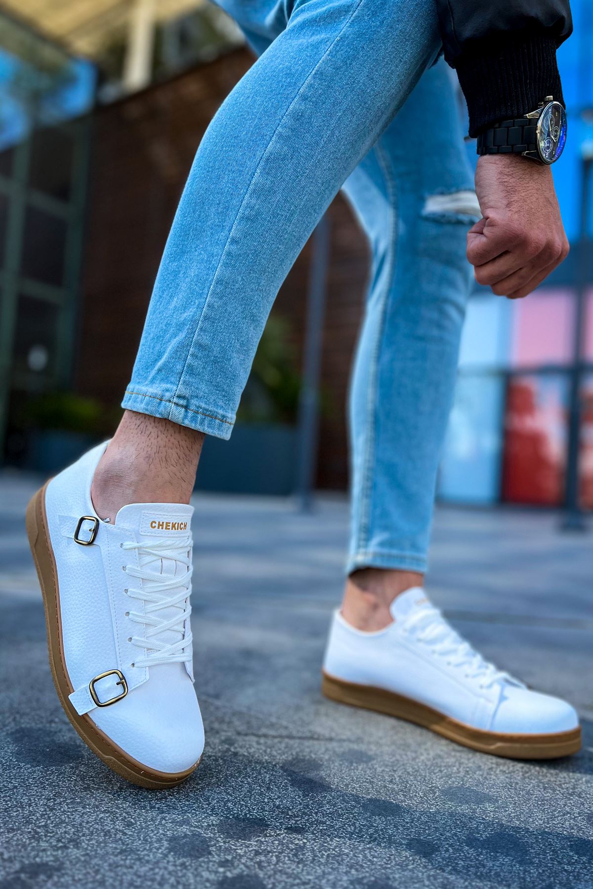 CH191 CKT Side Buckle Men's Shoes WHITE - STREETMODE ™