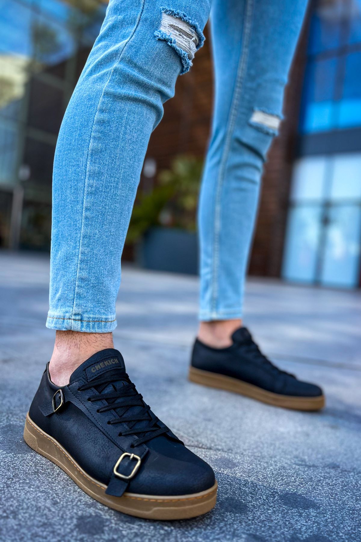 CH191 CKT Side Buckle Men's Shoes BLACK - STREETMODE ™
