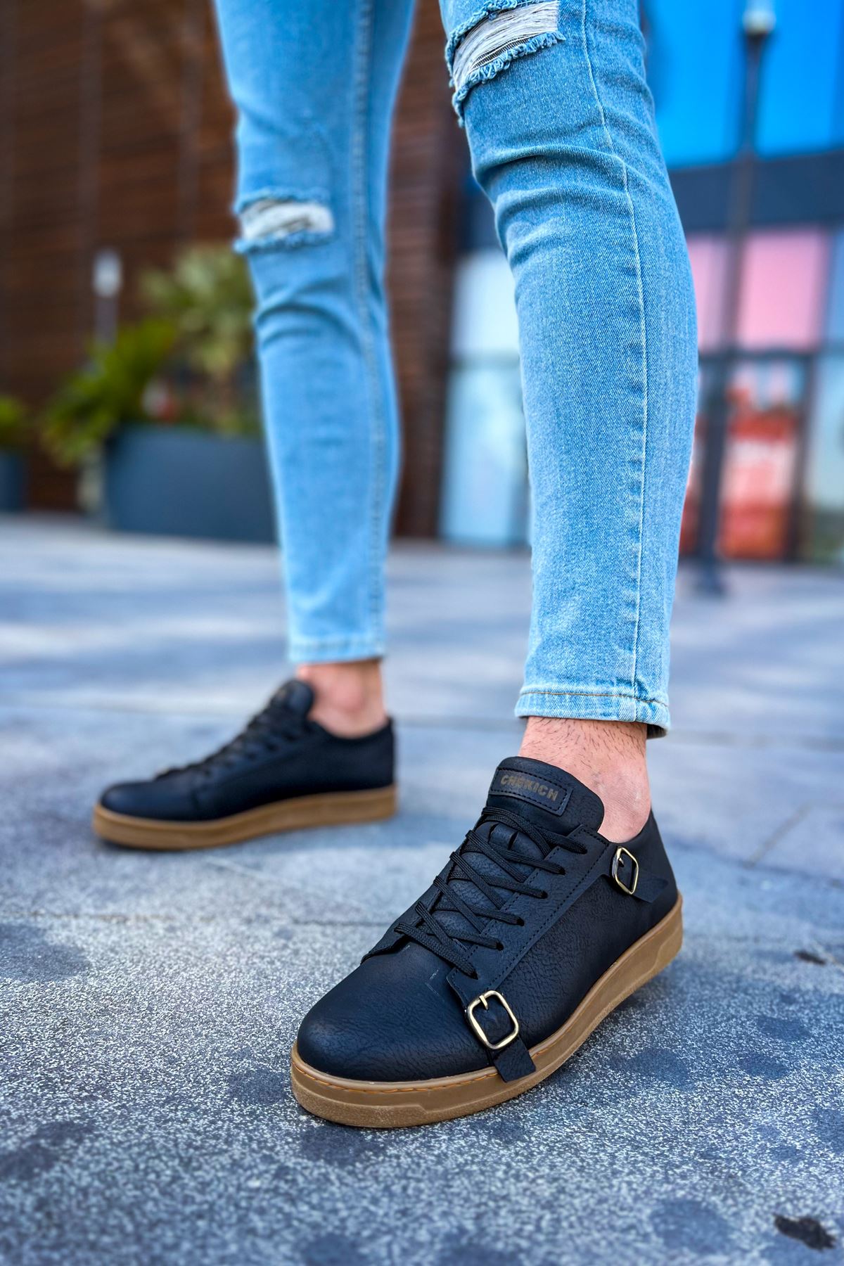 CH191 CKT Side Buckle Men's Shoes BLACK - STREETMODE ™