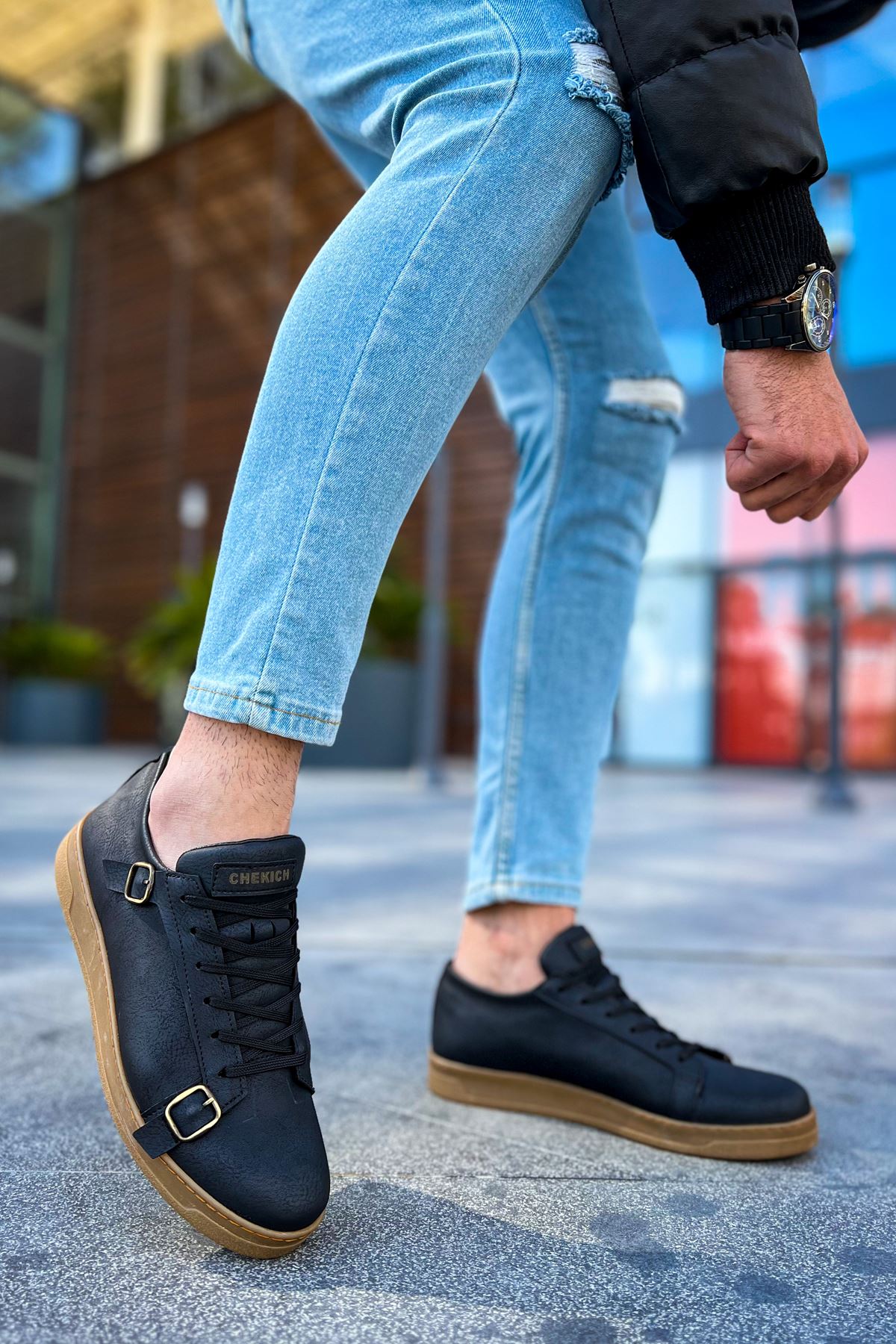 CH191 CKT Side Buckle Men's Shoes BLACK - STREETMODE ™