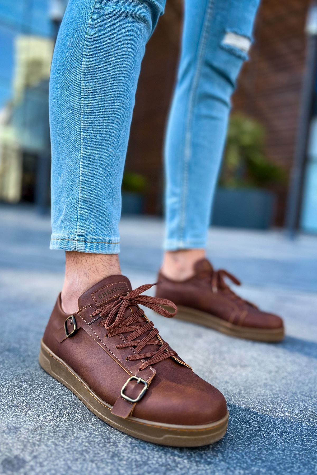 CH191 CKT Side Buckle Men's Shoes Brown - STREETMODE ™