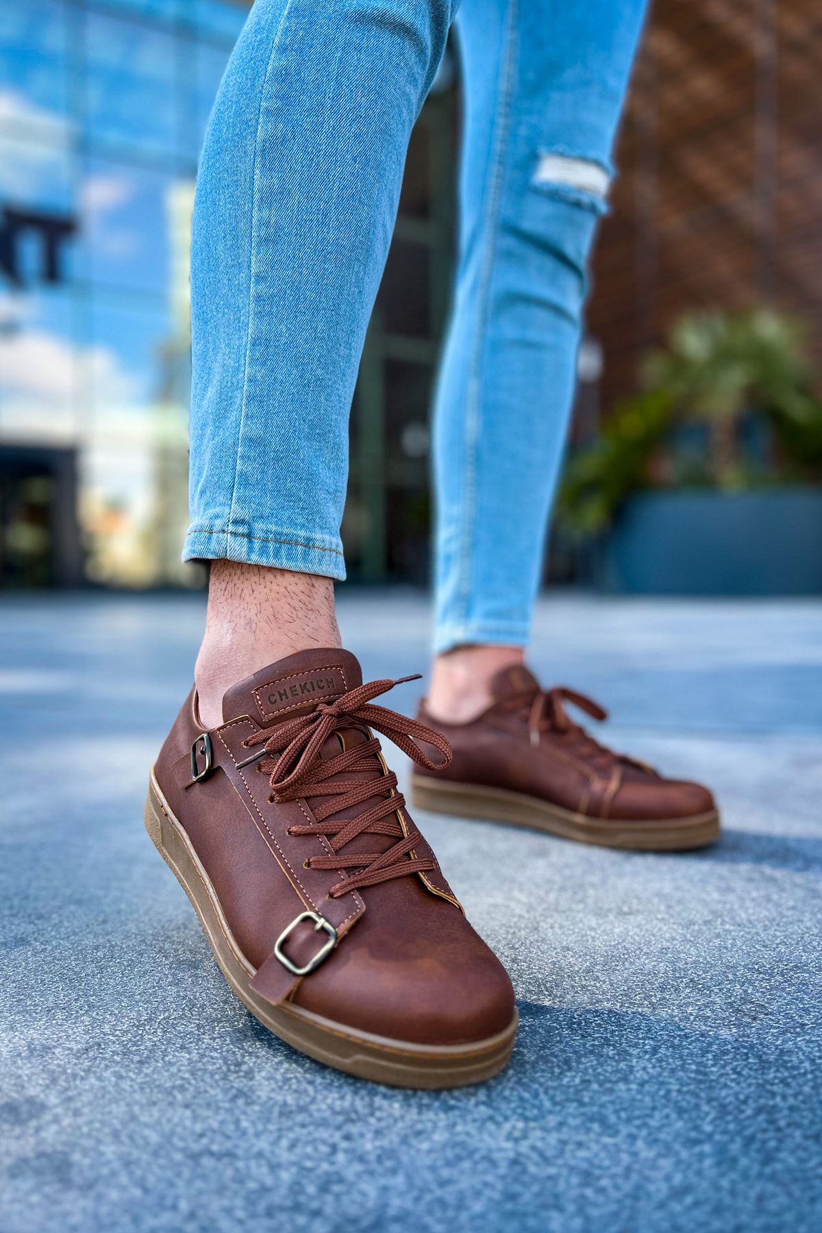 CH191 CKT Side Buckle Men's Shoes Brown - STREETMODE ™