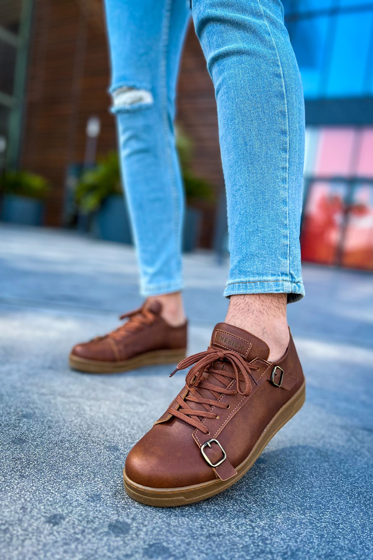 CH191 CKT Side Buckle Men's Shoes Brown - STREETMODE ™