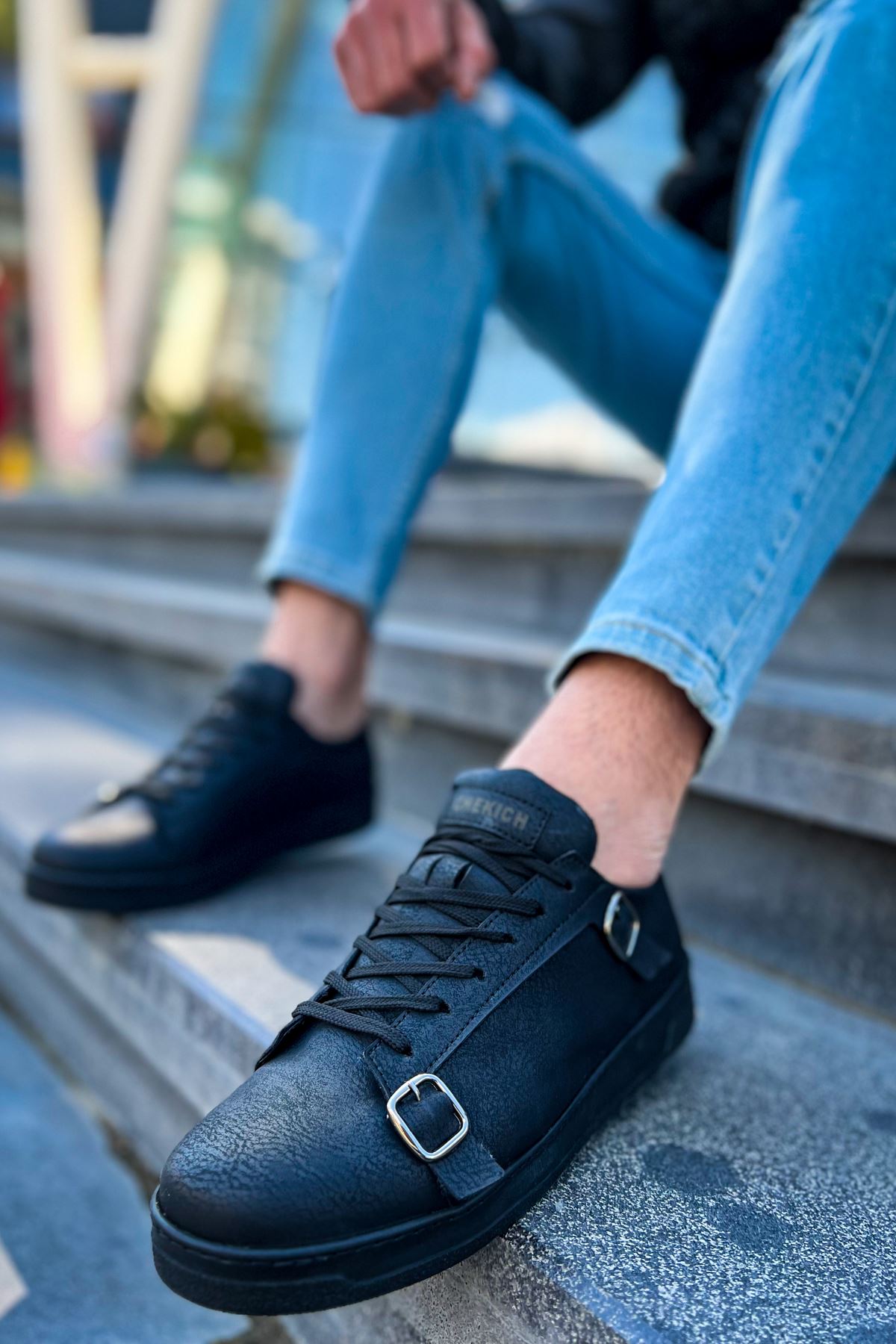 CH191 CST Side Buckle Men's Shoes BLACK - STREETMODE ™