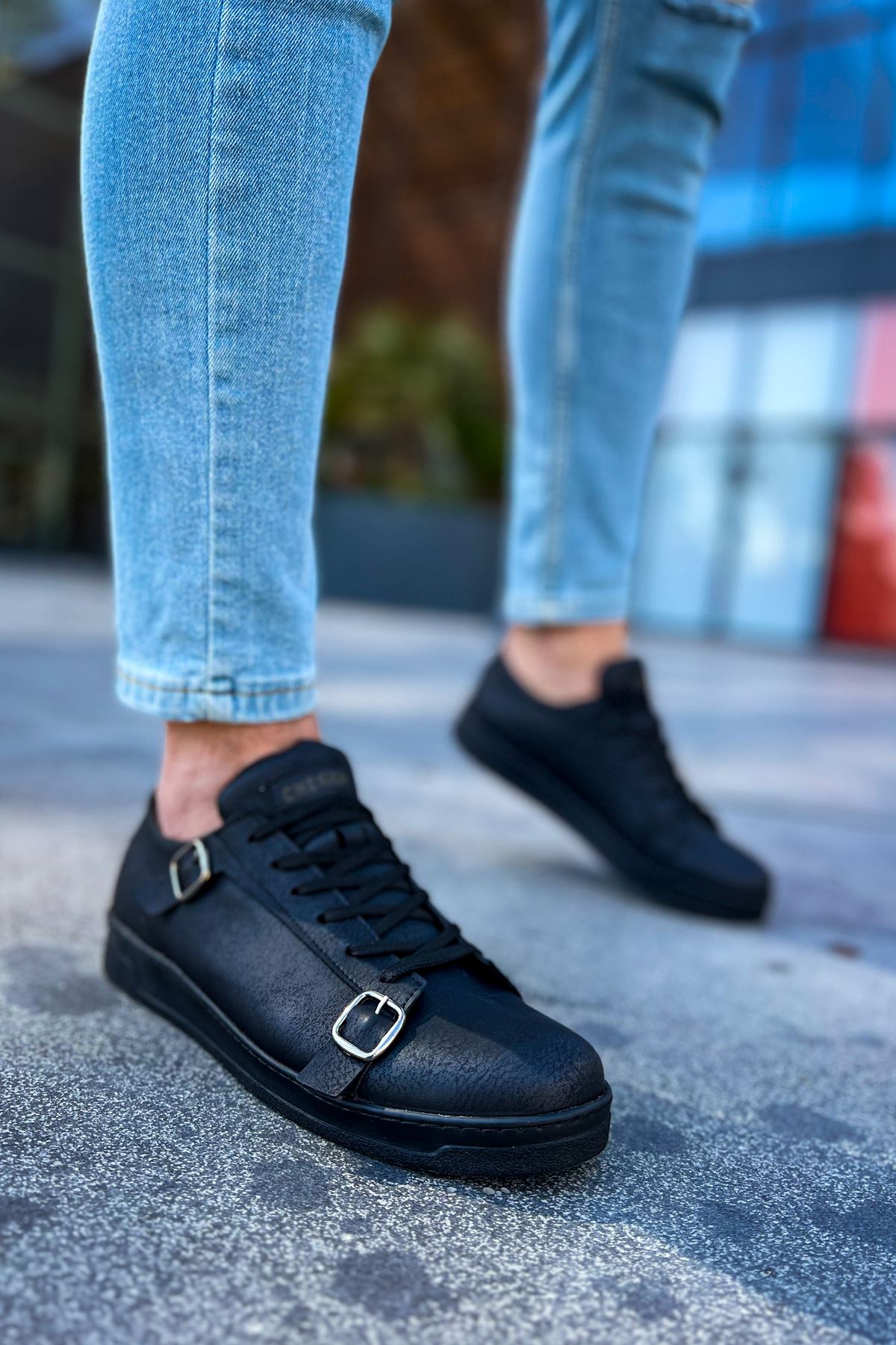 CH191 CST Side Buckle Men's Shoes BLACK - STREETMODE ™