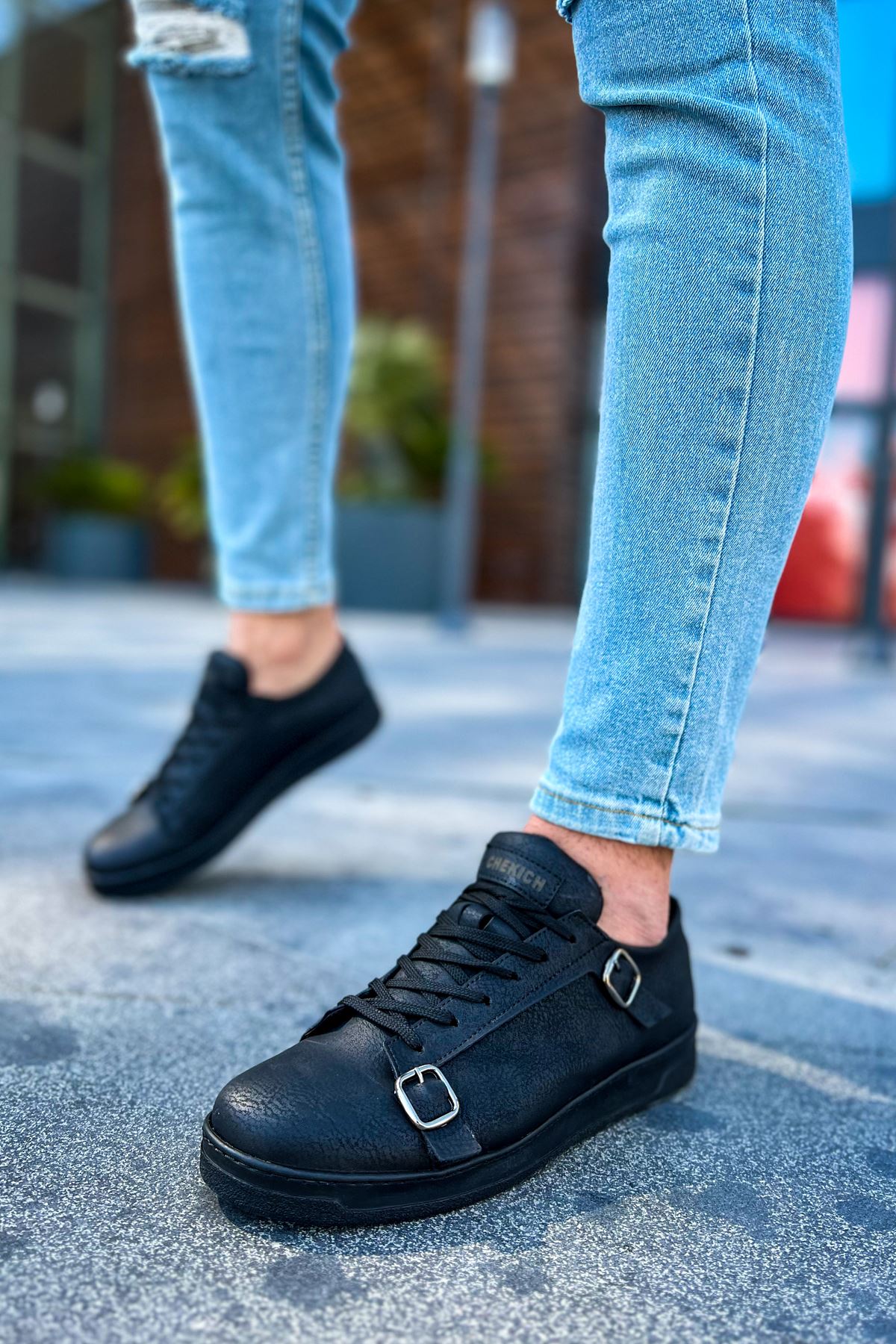 CH191 CST Side Buckle Men's Shoes BLACK - STREETMODE ™
