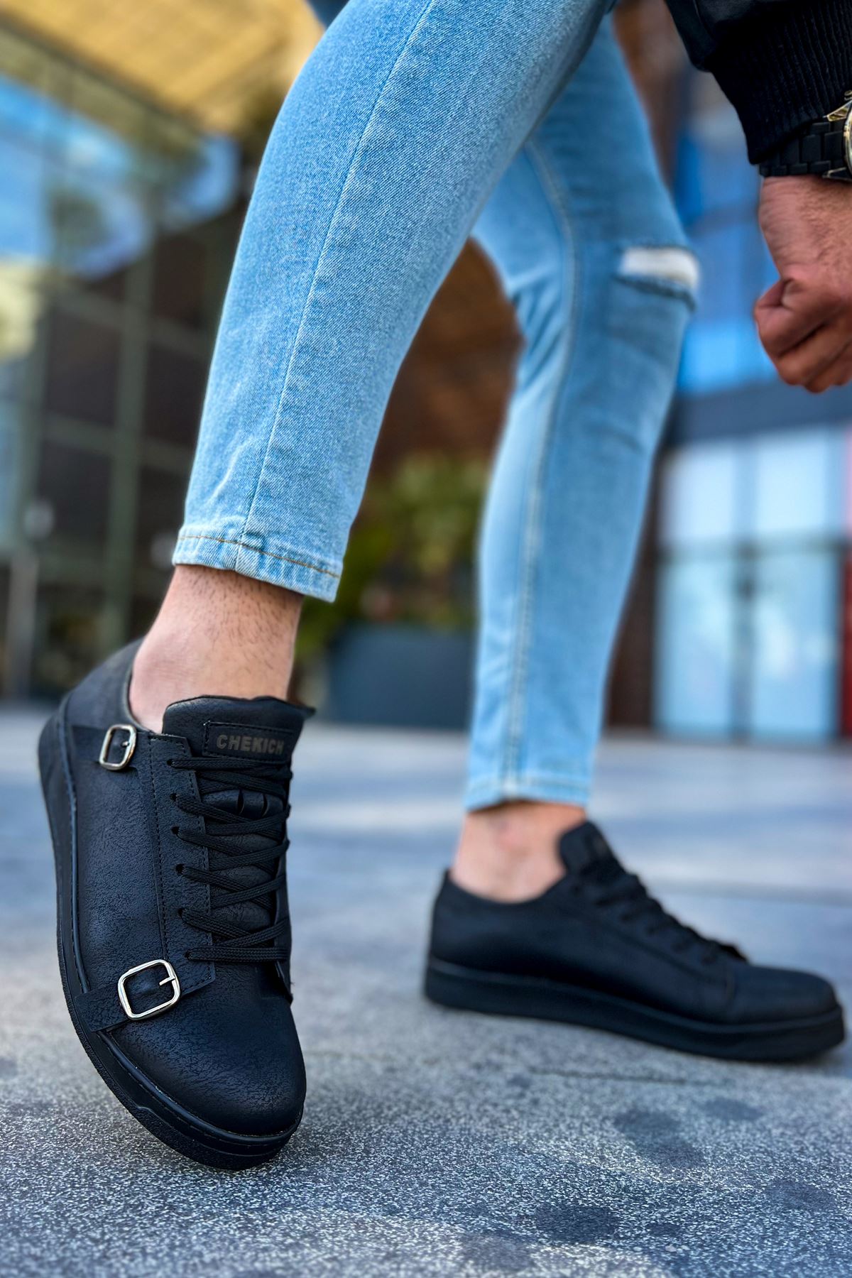 CH191 CST Side Buckle Men's Shoes BLACK - STREETMODE ™