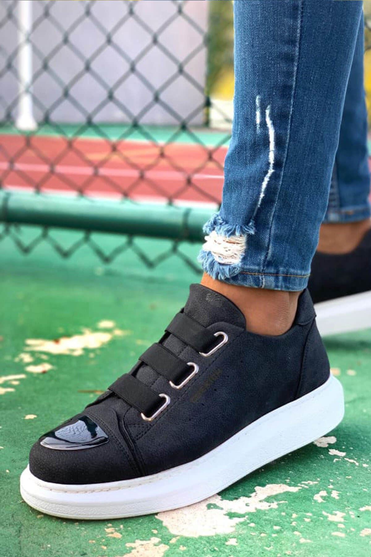 CH251 Men's Unisex Black-New Trend Shiny Accessory Casual Sneaker Sports Shoes - STREETMODE ™