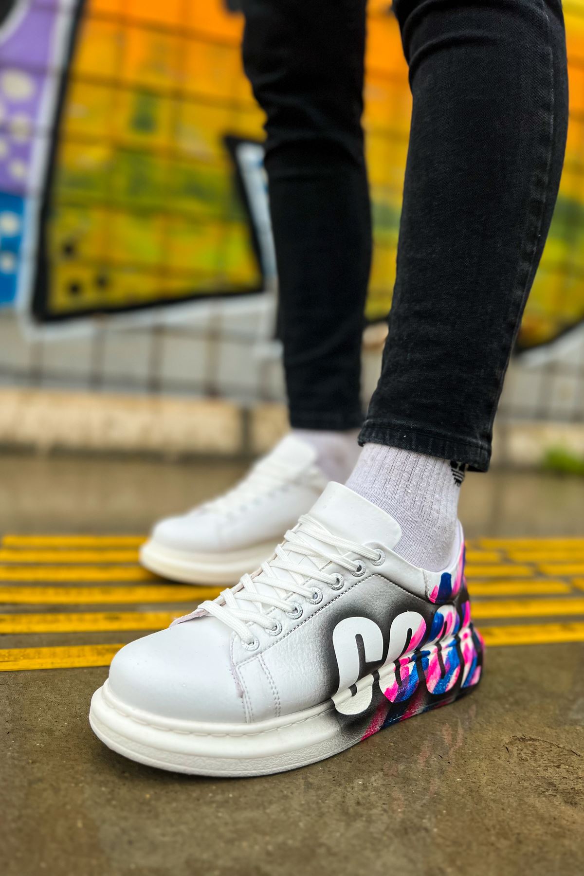 CH254 Men's Sport Sneakers Shoes PINK / BLUE COOL - STREETMODE ™
