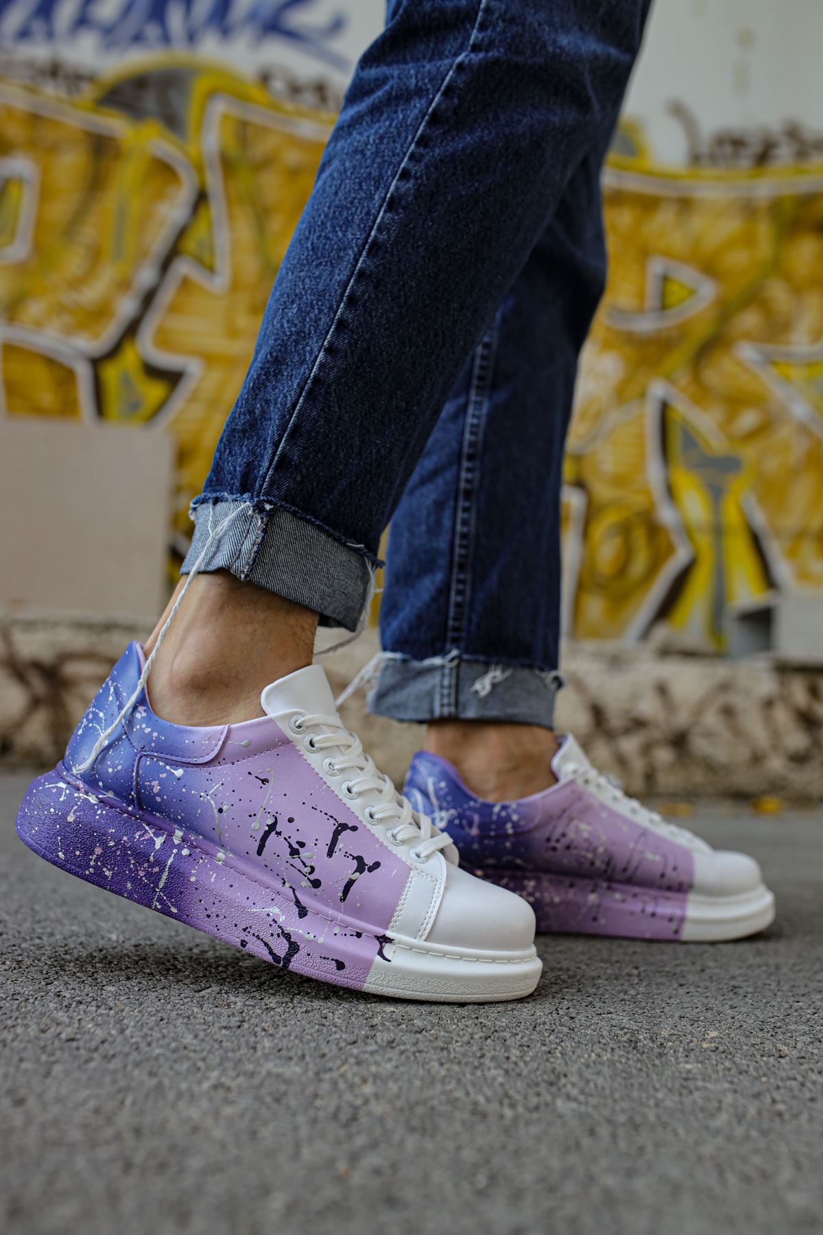 CH254 Men's Unisex White-Purple Casual Sneaker Sports Shoes - STREETMODE ™