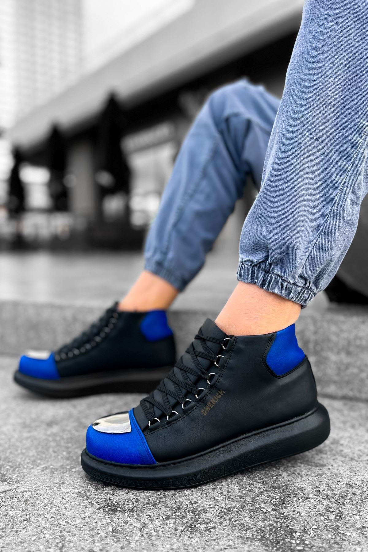 CH267 Men's shoes sneakers Boots BLACK/SAX BLUE - STREETMODE ™