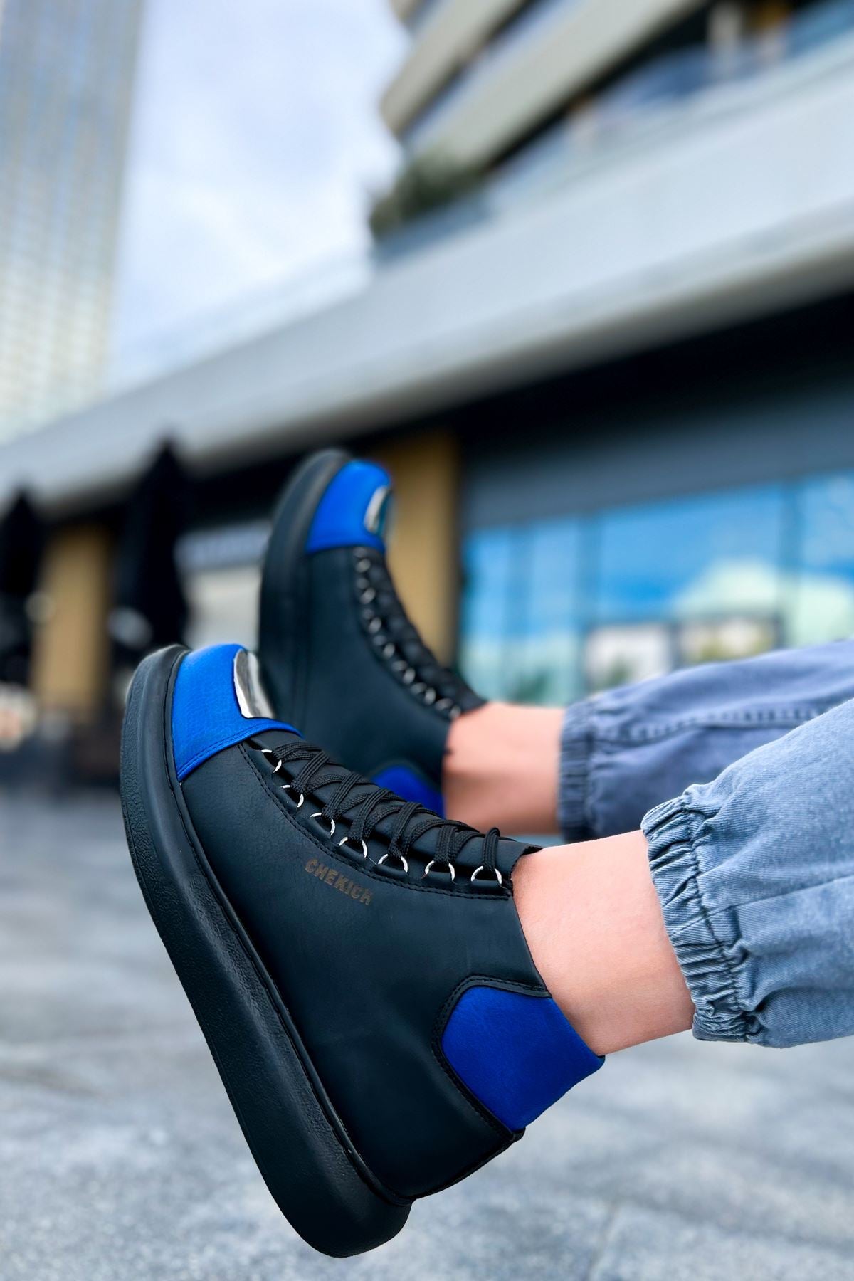 CH267 Men's shoes sneakers Boots BLACK/SAX BLUE - STREETMODE ™