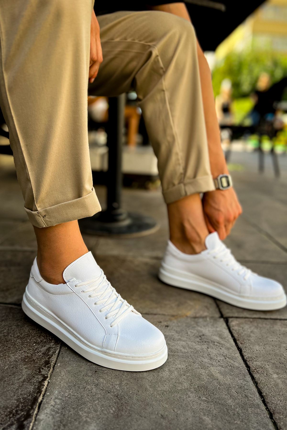 CH979 Santoni CRT Sport Men's Sneakers Shoes WHITE - STREETMODE ™