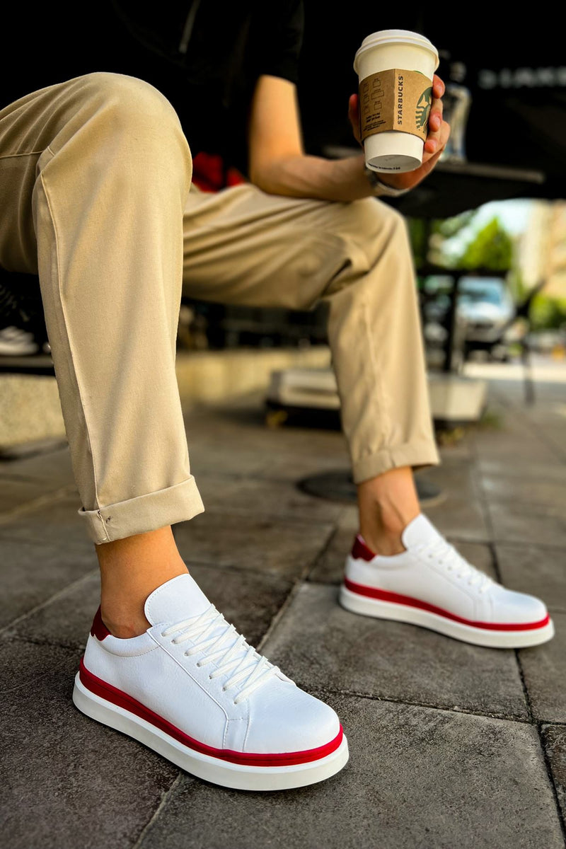 CH979 Santoni GBT Sport Men's Sneakers Shoes WHITE/RED - STREETMODE ™